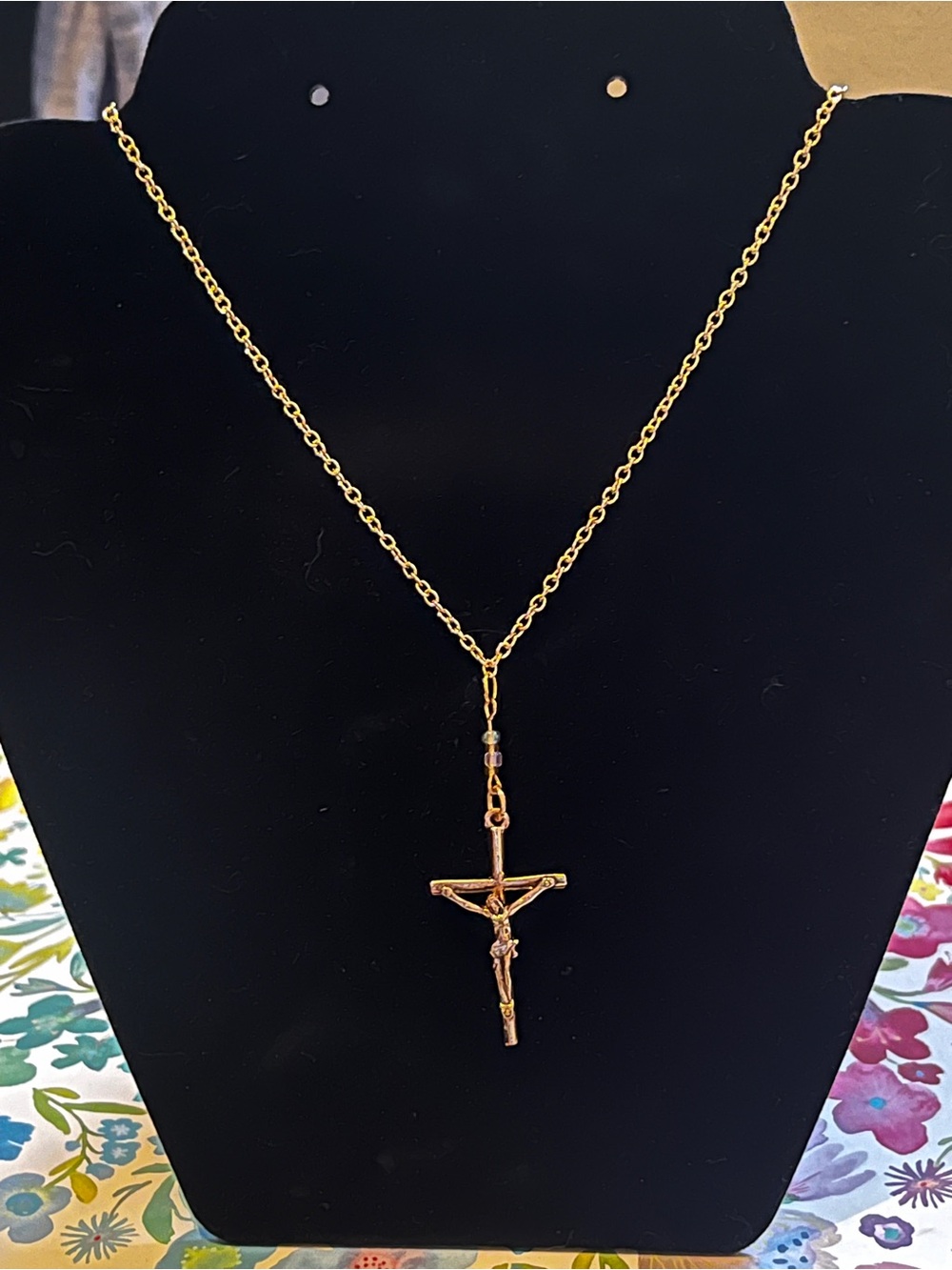 Gold-Tone Crucifix Pendant Necklace